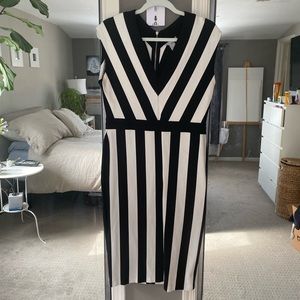 H&M L Black and white stipe dress